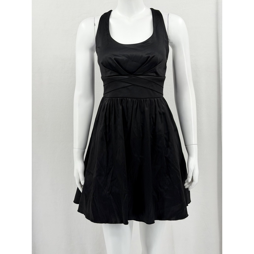 Sapphire Dollz Dress Juniors 7 Black Satin Fit &‎ Flare Mini Bow Back Party Y2K